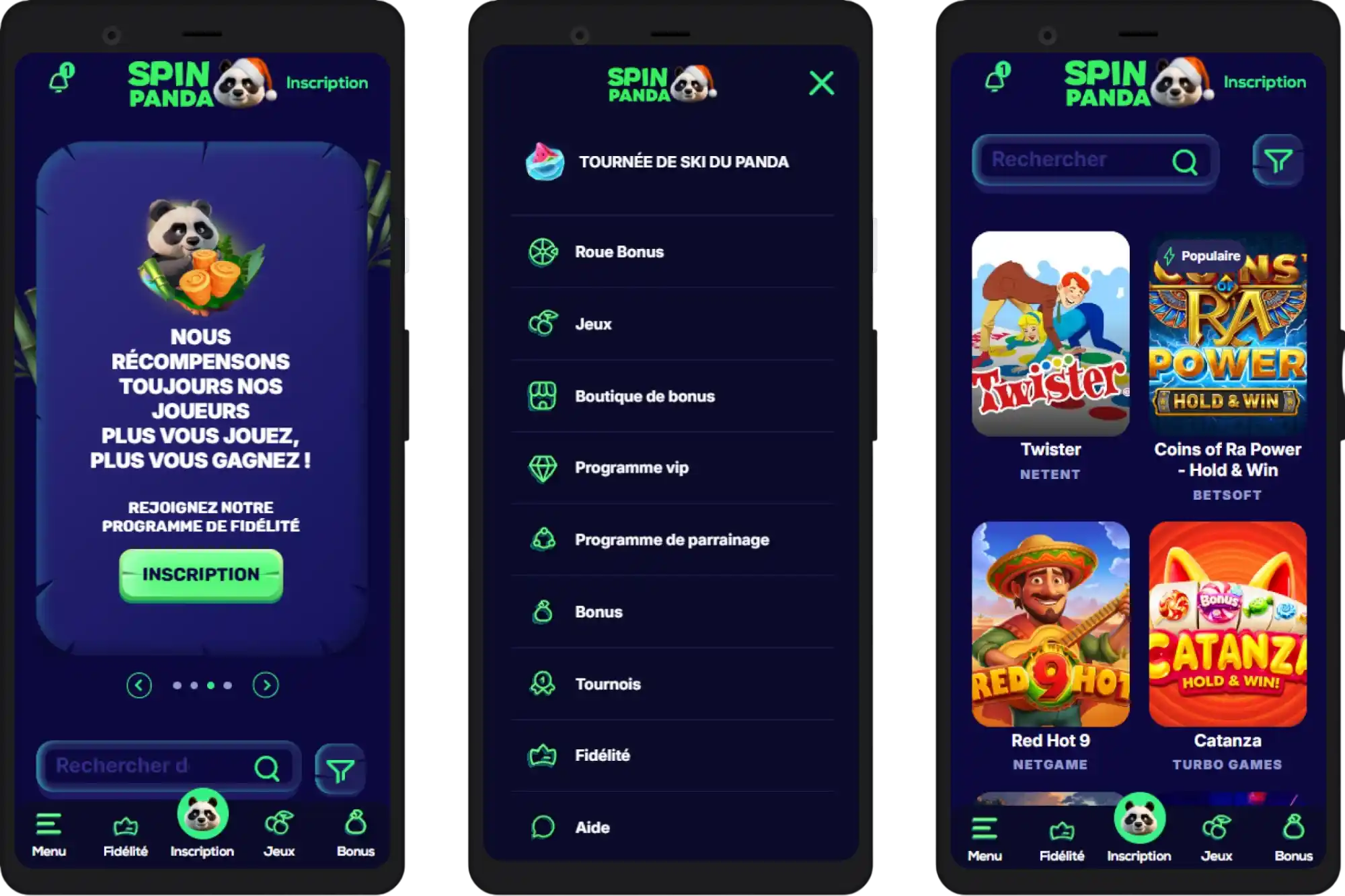 Version mobile du Spinpanda Casino pour jouer sur smartphone